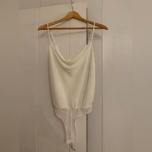 Astr White Draped Bodysuit